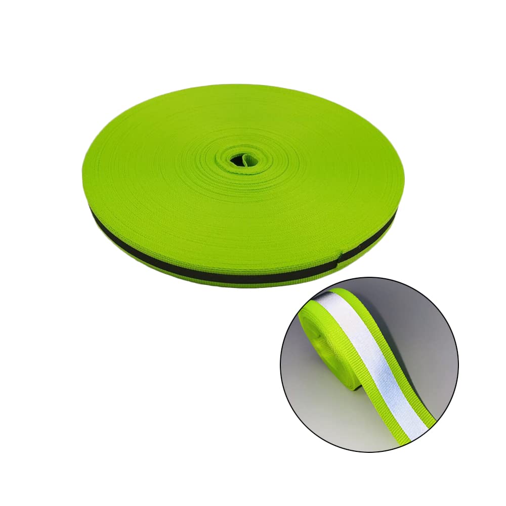 High Visibility Reflective Tape Strip Silver Sew on Safety Fabric Webbing Trim Strip Deco Safety Tape - 15mm x 50meters (Fluorescent Green)