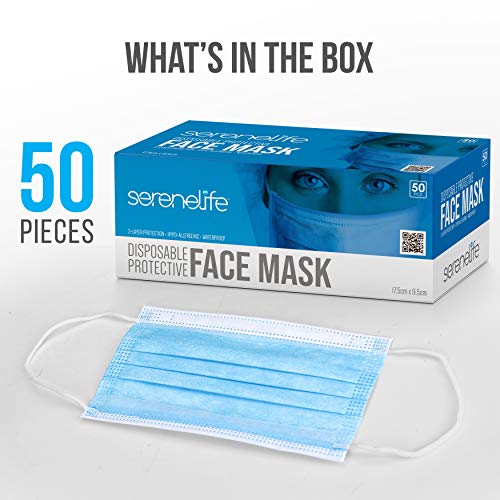 image for Disposable Face Masks SereneLife 50 Count Disposable Kids Face Masks |