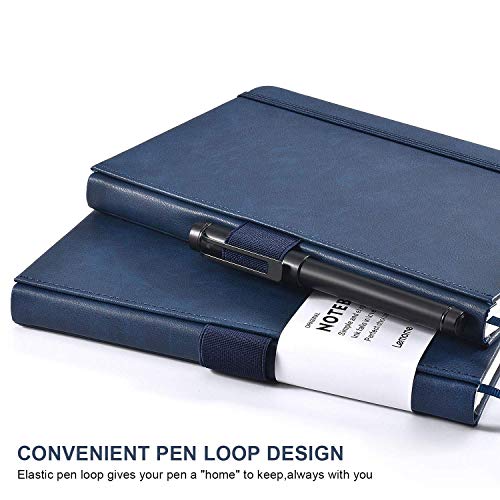Image of Lemome Thick Classic Notebook with Pen Loop - A5 College Ruled Hardcover Writing Notebook with Pocket + Page Dividers Gifts, Banded, Large, 180 Pages, 8.4 x 5.7 in