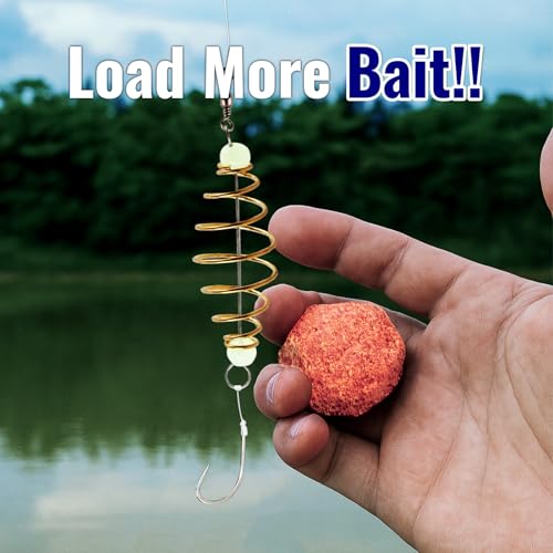 CASTSTRIKE 30PCS Fishing Bait Cage Luminous Chum Basket Rig with Spring Feeder Bait Holder Rig for Carp, Mullet, Dough, Chicken Liver, Pack Bait – Glow in Dark Freshwater Fishing Tackle Accessories