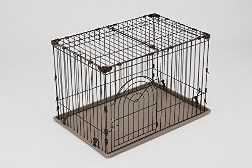 Iris Usa Medium Deluxe Wire Dog Crate, Easy Assembly Wire Animal Cage With Top Access And Front Door With Pin Lock And Non-Skid Rubber Feet, Brown #TOP2