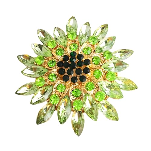 Image of WCRAZYE Sunflower Brooch Pins for Women Sparkly Big Premium Rhinestone Crystal Red Flower Bouquets Lapels Brooch Elegant Clothing Skirt Hat Bag Accessories for Teen Girls
