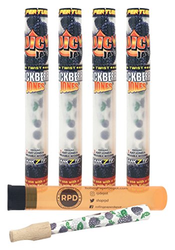 Juicy Jay's Juicy Jones Pre-Rolled BlackBerry Cone (4 Packs) with Authentic Rolling Paper Depot Kewl Tube