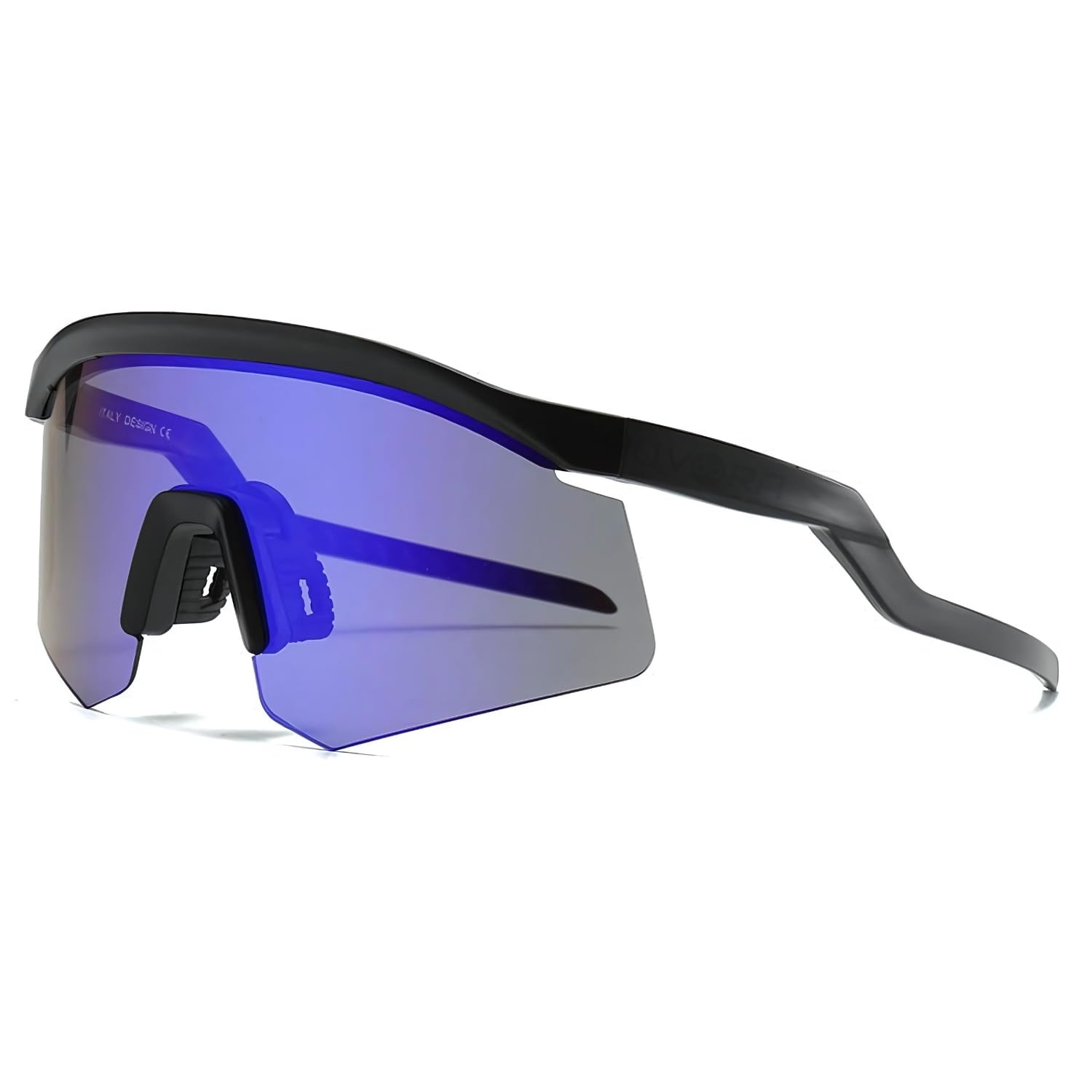 HUVORA ZigZag Shield Sports Sunglasses for Cricket Cycling | UV Protected Anti Glare Mirrored Goggles for Men | Anti Fog, Water Repellant, Shatter Resistant, Stylish Branded Coolers (Black Blue)-image-48