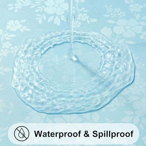 Image of Smiry Rectangle Table Cloth, Waterproof Heavy Duty Vinyl Tablecloths, Wipeable Washable Table Cover for Kitchen and Dining Room (Light Blue, 60 inch X 102 inch)