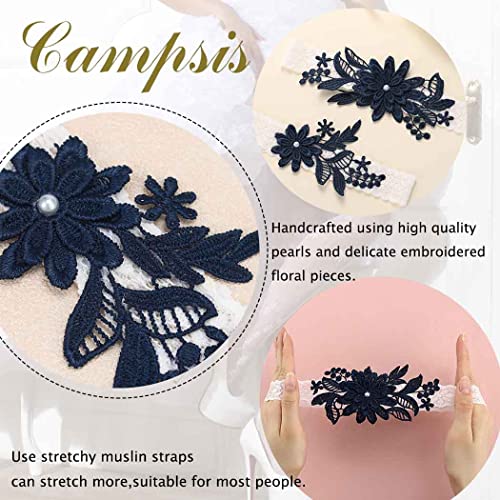 Campsis Lace Garters For Bride Wedding Garter Belts Blue Garters Set Stretchy Lace Leg Rings Party Prom Costome Cosplay For Women(Pack Of 2) #TOP5