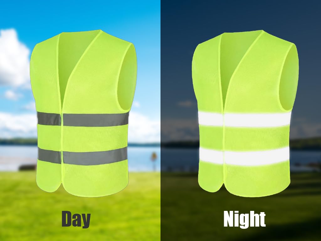 Lot de 10 Gilet Réfléchissant pour Voiture, Gilet Reflechissant avec de Bandes Réfléchissantes, Gilet De Sécurité Haute Visibilité, pour Voiture, Chantier
