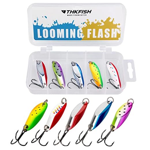 THKFISH Fishing Lures Fishing Spoons Lures Trout Lures for Trout Pike bass Crappie Walleye Color A 10.5g(3/8oz) 5pcs