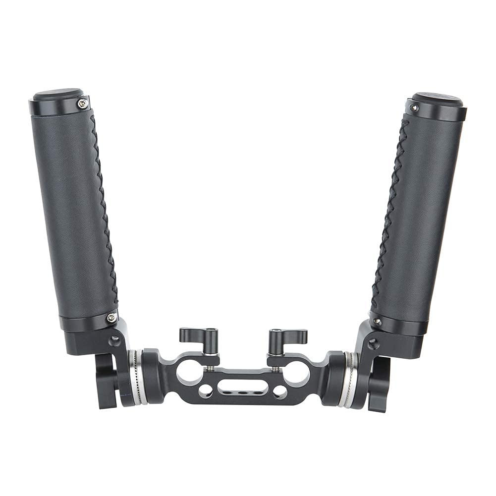 NICEYRIG Rosette Leather Handles With 15mm Rod Clamp - Camera Handle For DSLR Shoulder Rigs