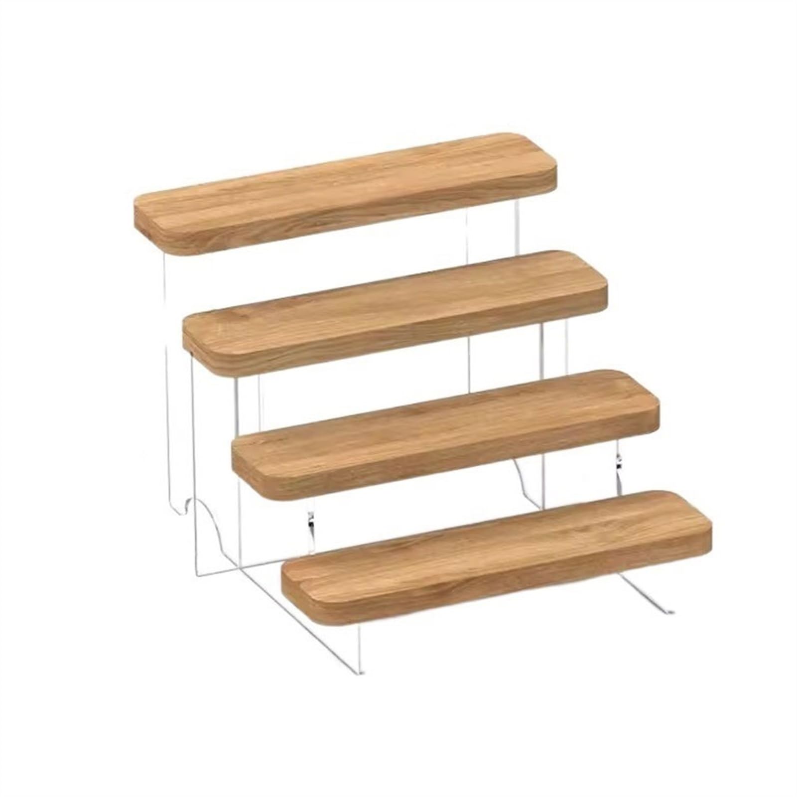GLigeT Brillenständer Acryl-Desktop-Organizer, einfacher Leiter-Präsentationsständer, hölzerner Fenster- und Brillenständer Sonnenbrillenständer(4 Floors)