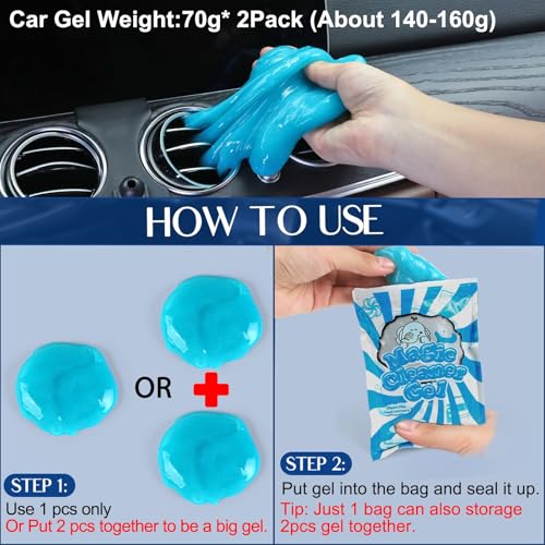 Car Interior Duster Detail Brush Cleaning Gel Kit, Soft Dash Vent Dusting Slime Putty Detailing Brushes Accessories Essentials Supplies Tools for Auto,Truck,SUV,RV - Image 7