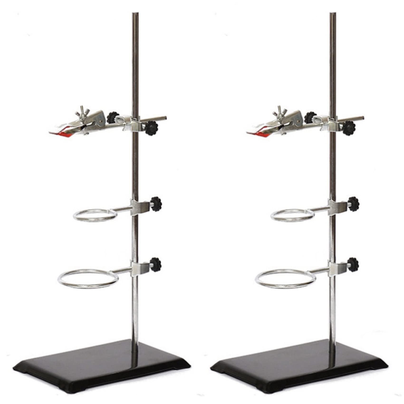 Soportes de laboratorio de metal, abrazadera de bureta forrada de corcho con 4 anillos de retorta (2 pulgadas, 3 pulgadas)