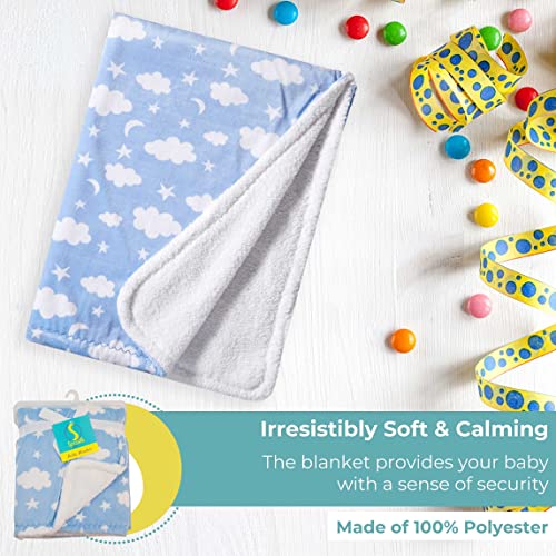 Image of SpaSilk Baby Boys Velboa Fleece Blanket with Thick Stitch Trim