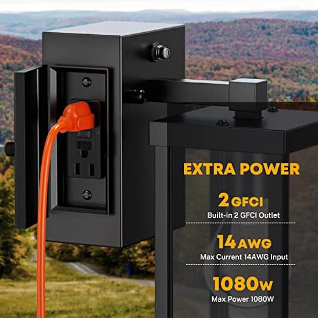 Porch Light with Outlet, Dusk to Dawn Outdoor Light with GFCI Outlet Porch Wall Sconce Waterproof Exterior Light Fixtures Outside for House Patio Garage Hallway