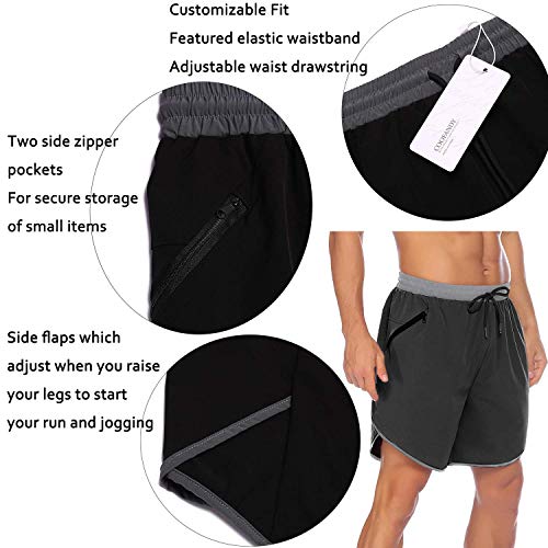 COOFANDY Men's 7 Inch Workout Shorts Athletic Gym Bodybuilding Jogging Powerlifting with Zipper Pockets Elastic Waist Black