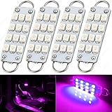 SAWE - 44mm 12-SMD 3528 Festoon LED Bulbs For Car Side Door Courtesy Rigid Loop 1.73" LED Light Bulbs 561 562 567 (4 pieces) (Pink/Purple)
