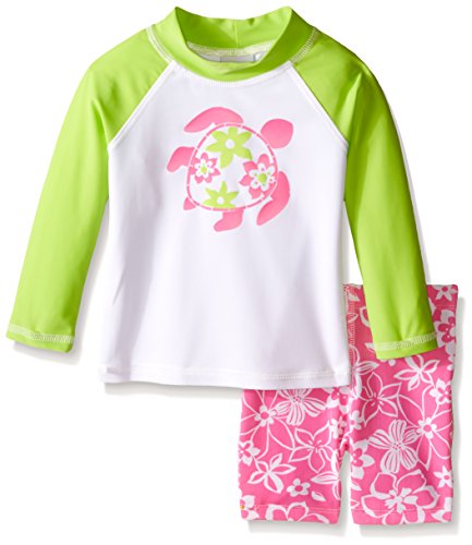 Flap Happy Girls UPF 50+ Graphic Rash Guard and Swim Short Set