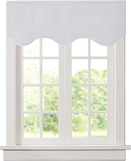 Aquazolax Valance Curtain for Bedroom Windows, Scalloped Window Treatments Valance Short Rod Pocket Valence