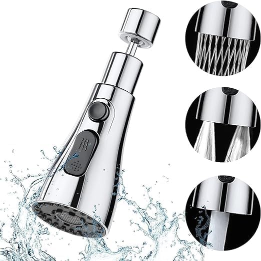 Pull Down Faucet Spray Head, Kitchen Sink Faucet Sprayer Head Nozzle Pull Out Hose Sprayer Part Faucet Head Kitchen Tap Sprayer Spout, Brushed Nickel