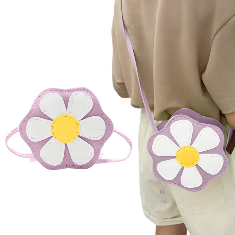 Bembika Kids Sling Bag - Trendy Crossbody Sling Backpack for Kids, Cute PU Material Mini Sling Bag for Children, Colorful Shoulder Bag for Girls, Stylish Small Sling Bag for Baby Girls-(Light Purple)