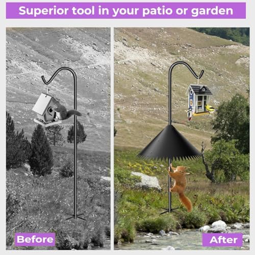 Wide Squirrel Baffle for Bird Feeder Pole, Outside Pole Mount Stopper & Bird House Guard for Outdoor Shepherd’s Hook - 19 inch - 4