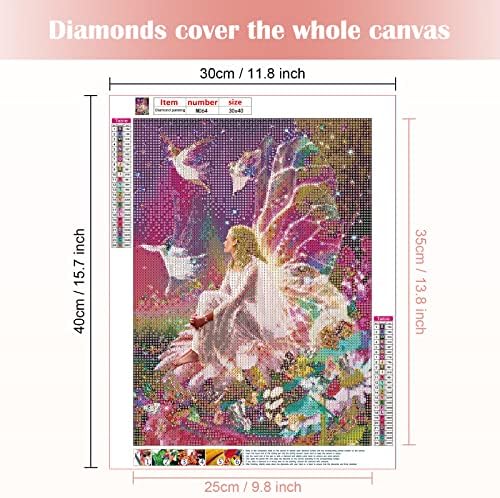MXJSUA DIY 5D Diamond Painting Kits Full Drill Round Crystal Rhinestone Pictures Arts Craft for Home Wall Decor Gift Goddess of Butterflies 30x40cm
