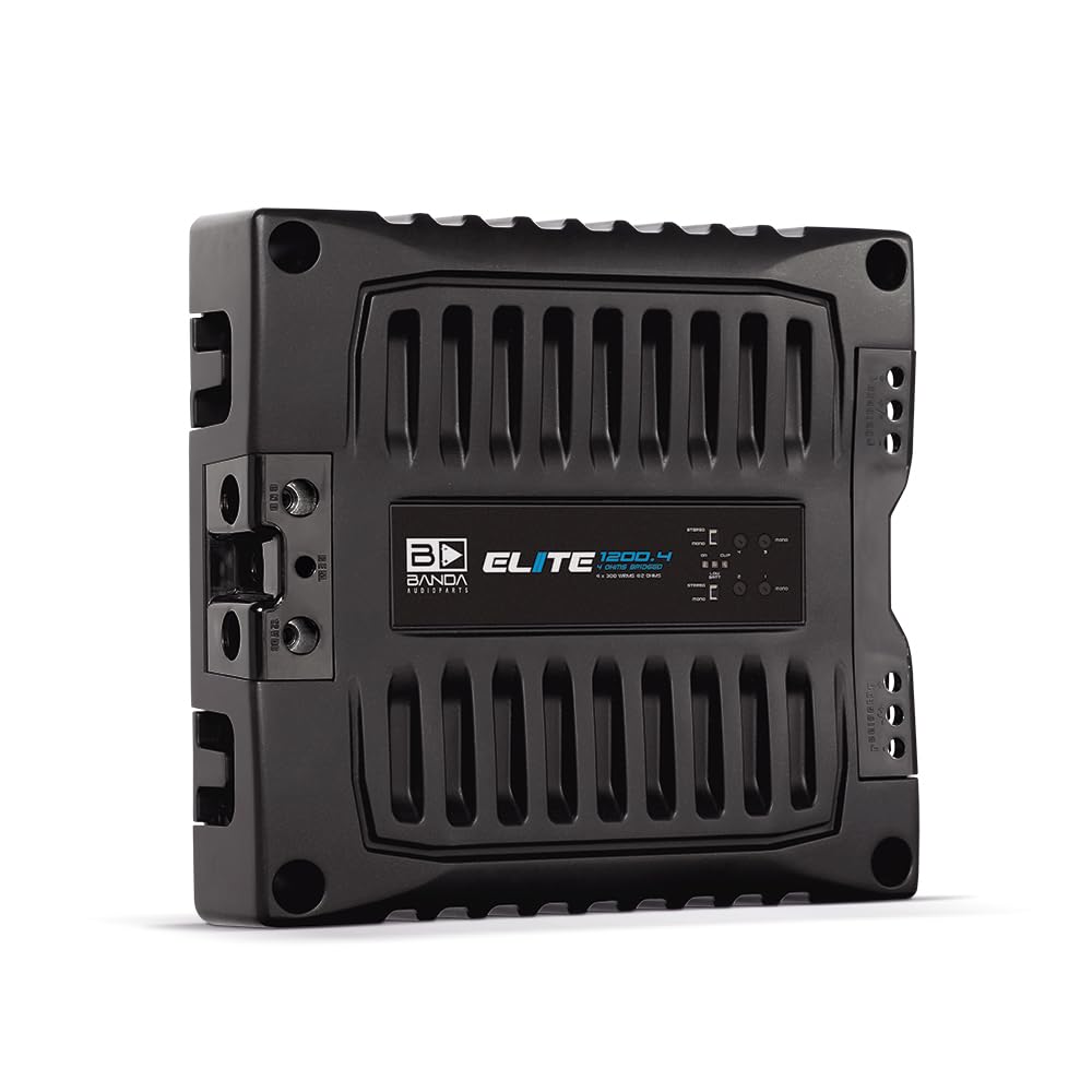 Banda Audioparts Elite 1200.4 2-Ohm Stable 4 Channel Car Amplifier 4 x 300W RMS @ 12.6V Class D Full Range Amp, Compact High Efficiency 4CH Amplifier for Speakers &amp; Subwoofers AND DRIVERS AND TWEETERS