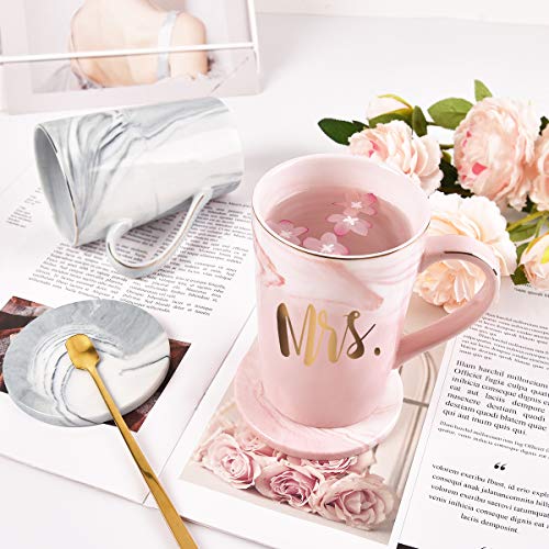 Mr And Mrs Couple Marble Coffee Mug Set Engagement Wedding Valentine's Day Bridal Shower Gifts Mugs For Couples Marble Cups 14 Ounce With Gift Box #TOP2