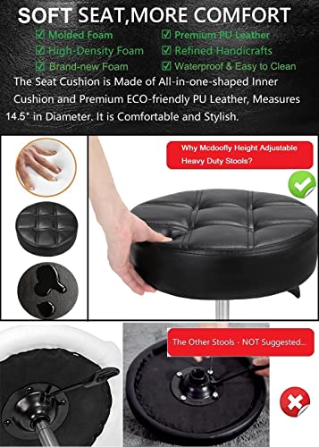 Image of Adjustable Heavy Duty Stool - Rolling Stools with Locking Caster Wheels - Swivel Stools Backless Chair for Beauty Hair Salon Spa Home Kitchen Office Shop Massage(Black, Height 18 to 22 in)