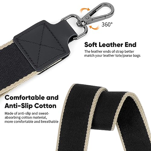 Image of Purse Strap Wide Replacement Crossbody Bag Straps, 1.5 inch Canvas Handbag Shoulder Strap, Adjustable Tote Belt (1.5 inch Black /Black Buckle)