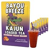 Kajun Loaded Tea Packets – Bayou Breeze | Cranberry + Peach + Orange Flavor | Sugar Free Energy Tea Powder | 250mg Green Tea Caffeine | Zero Calories | Keto Friendly