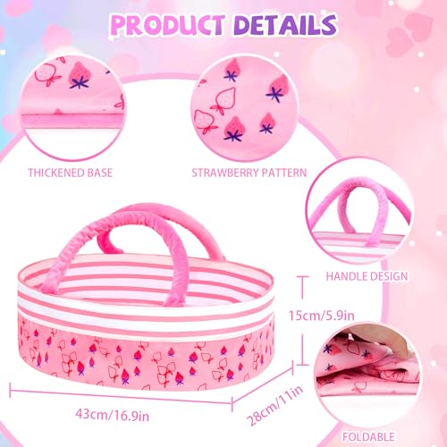 ARTST 9PCS Reborn Baby Doll Accessories with Bassinet and Knitted Outfit for 17-22 Inch Dolls (No Doll Included)
