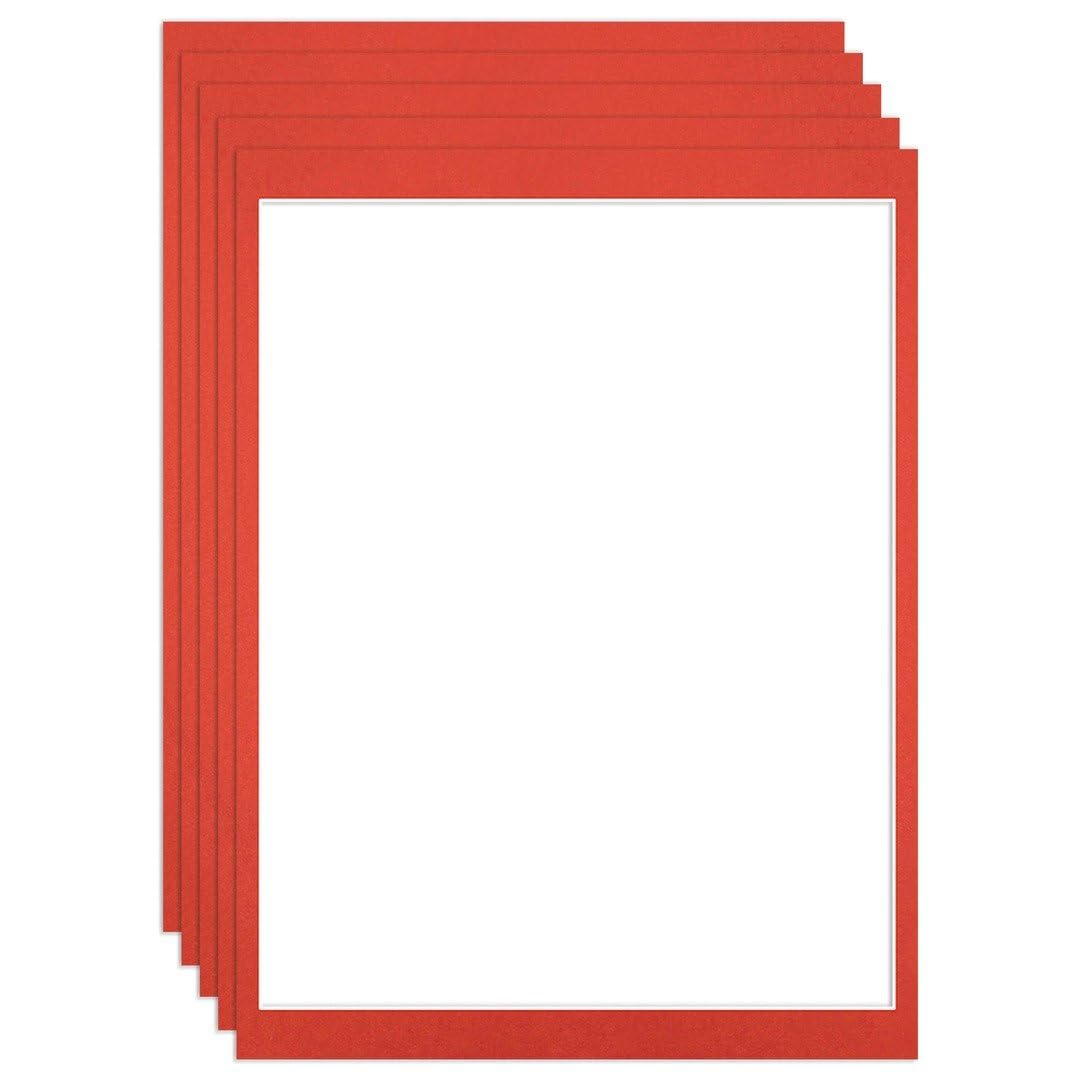 Procut Global 16x12" Poppy Red Picture Mounts to Fit 14x11" Aperture - Precision Cut Cardboard Photo Mount - Ideal for Frames, Prints, Artwork & Certificates - Sizes & Colours Available - 5 Pack