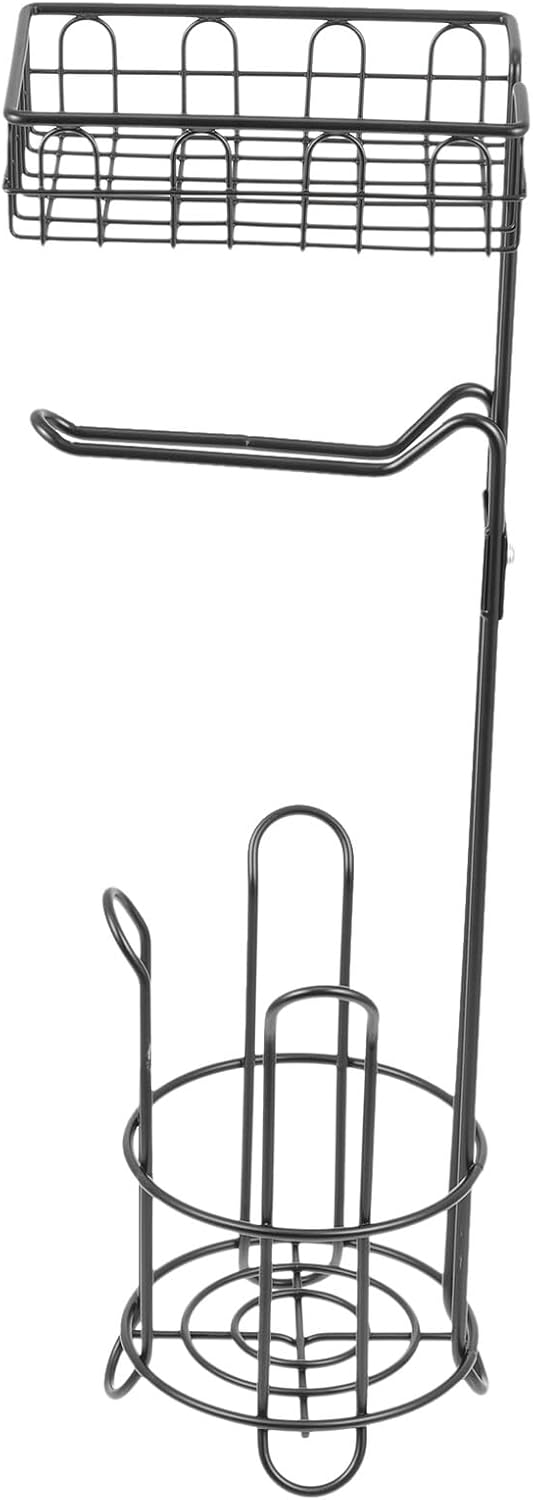 Bathroom Iron Toilet Paper Holder Stand, Black Roll Paper Dispenser Storage Rack for Bathroom Organizing