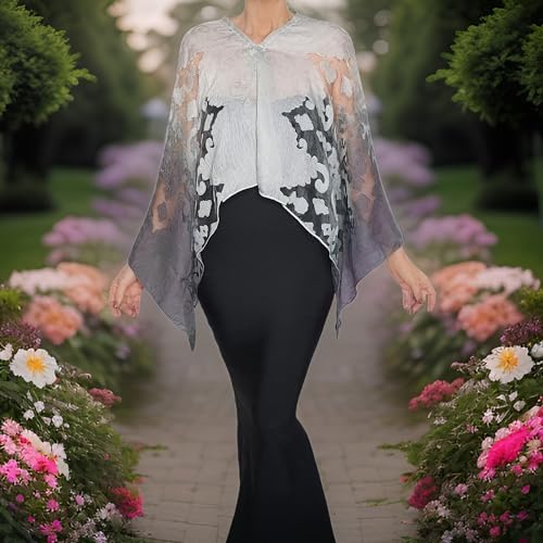 Ombre Shawl Wedding Wrap Evening Wear Sheer Stole Poncho Scarf2