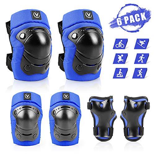 ValueTalks Knieschoner Set Kinder Schützer inliner Schonerset Schutzausrüstung Ellenbogenschützer Protektorenset für Inline-Skates Rollschuhe Skateboarding Fahren Outdoor Sport (Blau)
