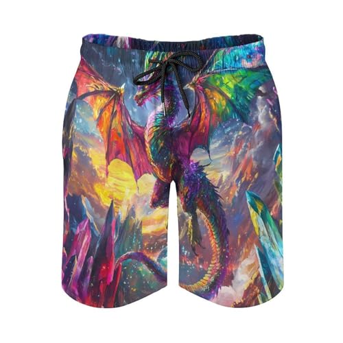 Colorful Dragon Sparkling Mens Swim Trunks Quick Dry Beach Swimming Shorts with Mesh Lining and Pockets3