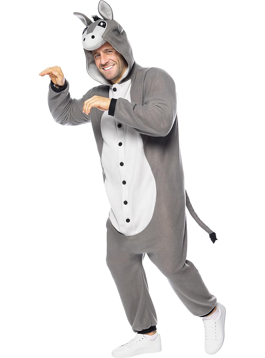 Funidelia | Disfraz de burro onesie para hombre y mujer Animales - Disfraz para adultos y divertidos accesorios para Fiestas, Carnaval y Halloween - Talla L - XL - Marrón