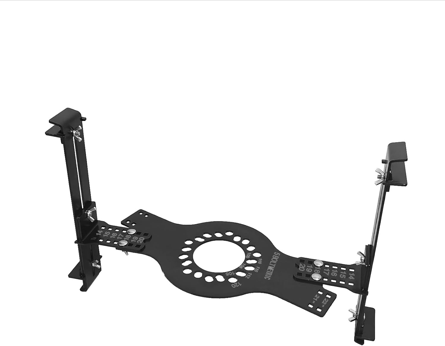 Wheel Fit Simulator Tool, 5-Lug Metric 14"-22" Tire Size Fit Measuring Mockup, Fits 5x100, 5x105, 5x108, 5x110, 5x112, 5x115, 5x120 Bolt Patterns, Includes 1/4-20 Carriage Bolts and Wing Nuts