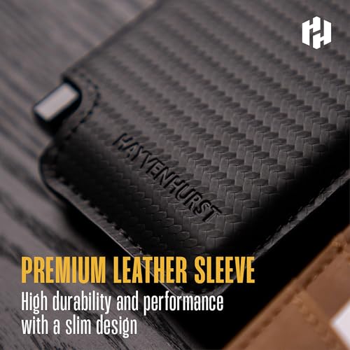 Hayvenhurst Slim Minimalist Pop Up Leather Wallet with Cash Strap - RFID Blocking Airtag Wallet For Men Credit Card Holder Capsule Wallets for Men (Black)4