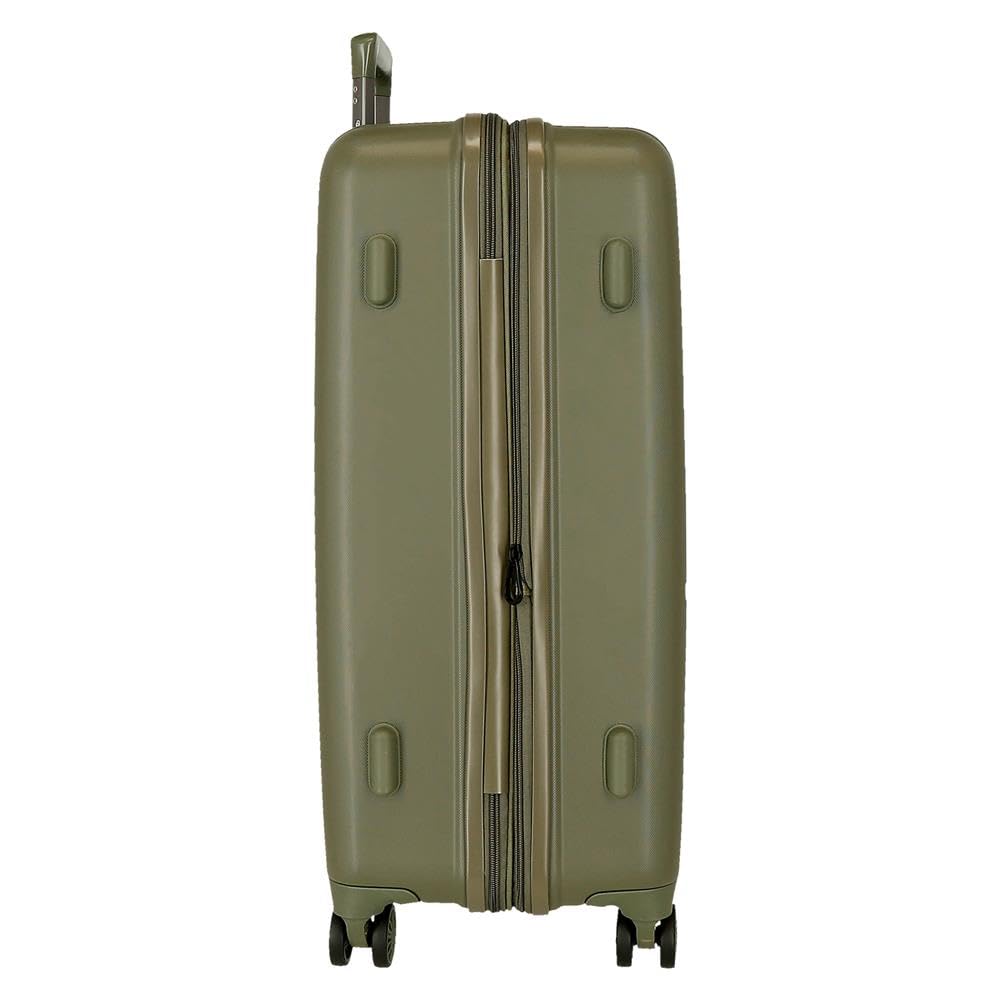 Movom Wood Walizka kabinowa, średnie, duże i zestawy, sztywne ABS zamknięcie TSA, 4 podwójne koła wysuwany bagaż podręczny Joumma Bags, khaki, 52x75x33 cm, Duża walizka 75