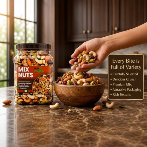 Image of NUTRIZAIKA Premium Mix Dry Fruits 100gm |Mixed Almonds, Cashews, Pistachios, Raisins, Apricots, Black Raisins | Assorted Crunchy Trail Mix for Snacking & Gifting