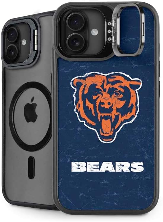 Skinit Kickstand Phone Case Compatible with iPhone 16 - Officially Licensed NFL Chicago Bears - Alternate Distressed Design