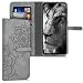 Produktbild kwmobile Hülle kompatibel mit Samsung Galaxy A50 - Kunstleder Wallet Case mit Kartenfächern Stand Blumen Zwillinge Grau