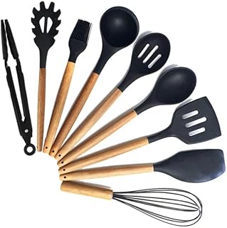 Bliss Gifts & Homewares Wooden Handle Silicone Utensil Set - 10pc