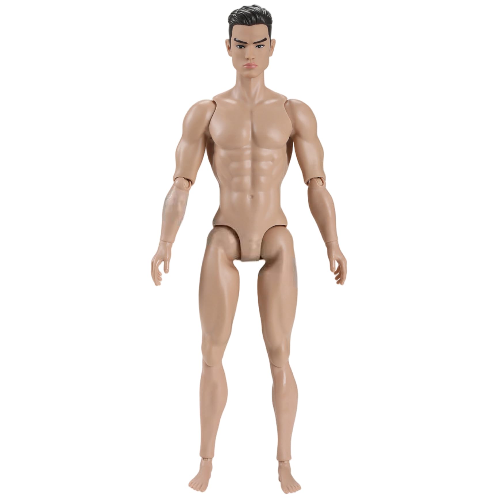Grtheenumb Action Figures|1/6 Scale Action Figure Multi Jointed Posable Male Muscular Figure Body with Head for Display Doll Collection, Beige