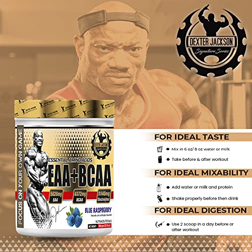 Dexter Jackson EAA+BCAA | Improve Exercise Performance & Maximize Muscle Gains | Blue Raspberry Flavor | 390 Gram - Advanced Amino Acid Blend