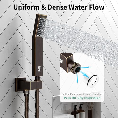 Image of SR SUN RISE 16 Inch Ceiling Mount Rain Shower System,Oil Rubbed Bronze