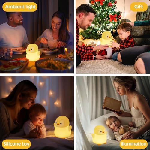 Image of Novelty Soft Penguin Silicone Night Light for Kids Room, Rechargeable Nursery Sleeping Nightlights, 2 Level Lighting Mode Table Lamp for Breastfeeding Toddler Decoration Kids Gifts