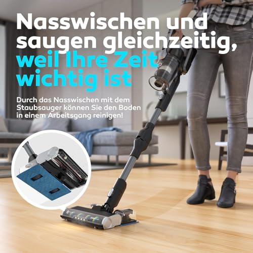Balter Vertu X11 PRO kabelloser Akku Staubsauger mit Wischfunktion, All-IN-ONE Akku & Handstaubsauger, 350W hohe Saugleistung, bis 50 Min. Laufzeit, Beutellos, Flex-Gelenk, LED-Düse, Tierhaar - 0